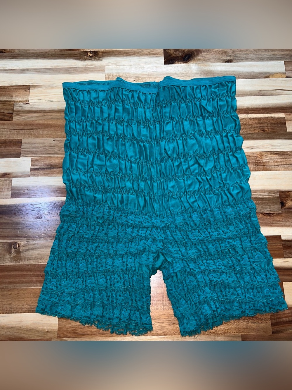 Vintage Malco Modes Sz L Green Pettipant Lace Ruffle Square Dancing Bloomers